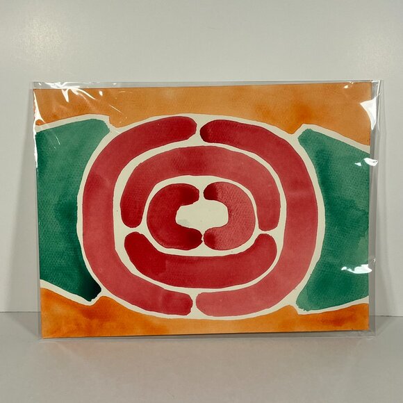 Red Rose Orange Background Watercolor Painting 12in x 9in NWT - Picture 1 of 1